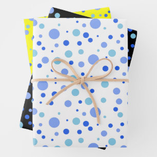 Einfache moderne Sky Blue Ocean Blue Polka Dots Geschenkpapier Set