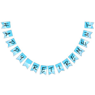 Einfache moderne Sky Blue Watercolor Happy Retirem Wimpelkette