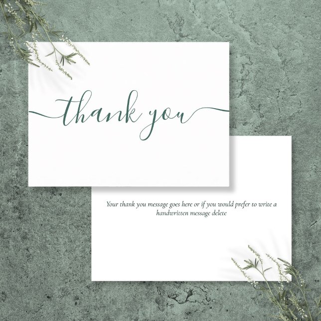 Einfache moderne Smarald Green Burgundy Script Dankeskarte (Simple Modern Emerald Green Burgundy Script Thank You Card)