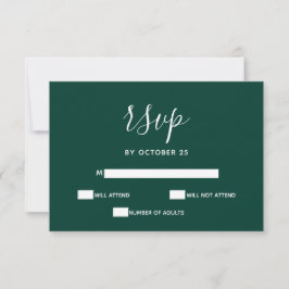 Einfache moderne Smarald Green Wedding RSVP Karte