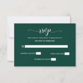 Einfache moderne Smarald Green Wedding RSVP Karte