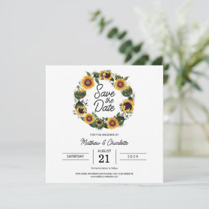 Einfache moderne Sonnenblumen-Hochzeit Save The Date