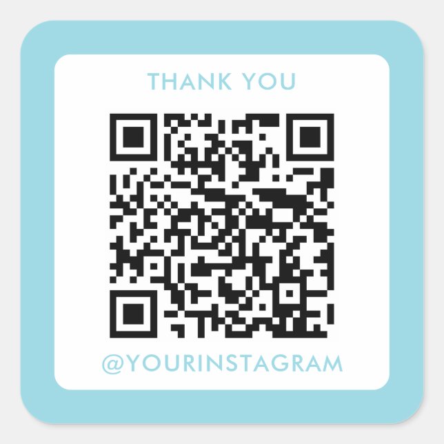 einfache moderne soziale Medien danke qr Code Quadratischer Aufkleber (Vorderseite)