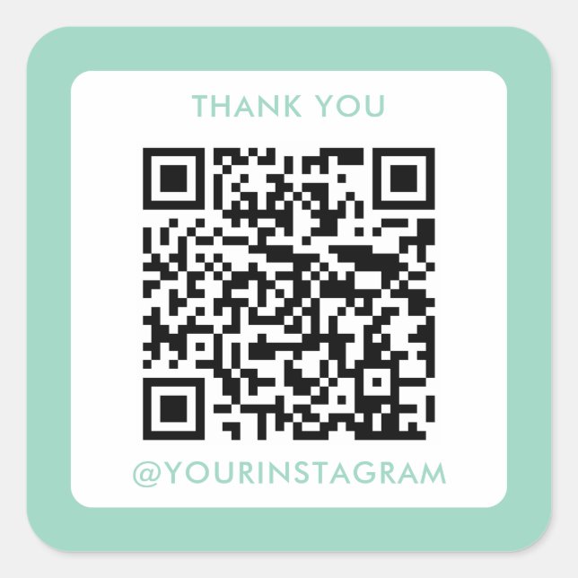 einfache moderne soziale Medien danke qr Code Quadratischer Aufkleber (Vorderseite)