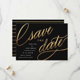 Einfache Moderne speichert Daten | Schwarz & Gold Save The Date