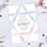 Einfache moderne Star von David Pastel Bat Mitzvah Einladung<br><div class="desc">Der moderne Star von David Pastel Bat Mitzvah Invitation besticht durch einen einzigartigen und modernen Star der David Kontur in einem schönen holografischen Effekt rund um Ihre Veranstaltungsdetails.</div>