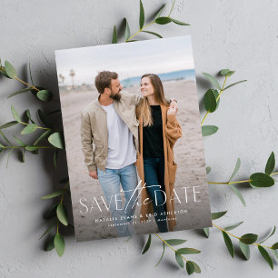 Einfache moderne stilvolle vertikale zwei Foto Save The Date