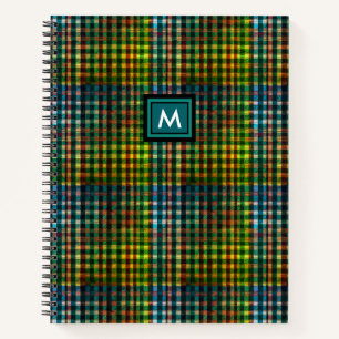 Einfache moderne Tartan-Aquamarin-Green-Tan-Karier Notizbuch