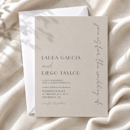 Einfache moderne Taupe Hochzeit Einladung