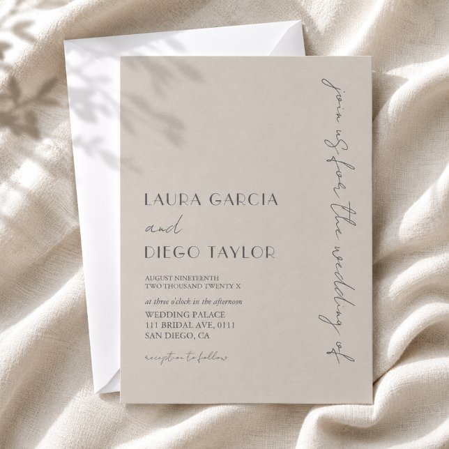 Einfache moderne Taupe Hochzeit Einladung (Von Creator hochgeladen)