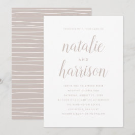 Einfache moderne Taupe-Script-Hochzeit Einladung