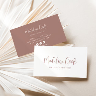 Einfache moderne Terracotta Calligraphy Social Med Visitenkarte