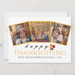 Einfache moderne Thanksgiving-Familienfoto-Collage Feiertagskarte