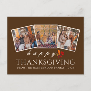 Einfache moderne Thanksgiving-Familienfoto-Collage Feiertagspostkarte