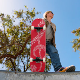 Einfache moderne Treble Clef Weiße Noten Illustrie Skateboard
