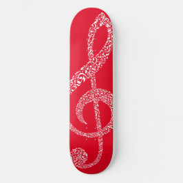 Einfache moderne Treble Clef Weiße Noten Illustrie Skateboard