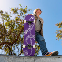 Einfache moderne Treble Clef Weiße Noten Illustrie Skateboard