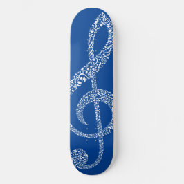 Einfache moderne Treble Clef Weiße Noten Illustrie Skateboard
