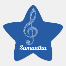 Einfache moderne Treble Clef Weiße Noten Illustrie Stern-Aufkleber