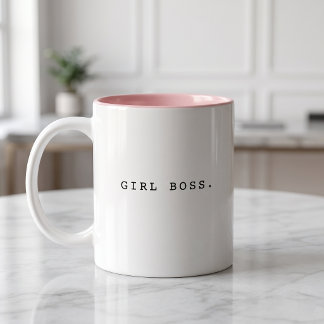 Einfache moderne trendige Girl-Boss-Typografie Zweifarbige Tasse