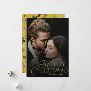 Einfache moderne Typografie 1 Foto Gold Weihnachte Feiertagskarte