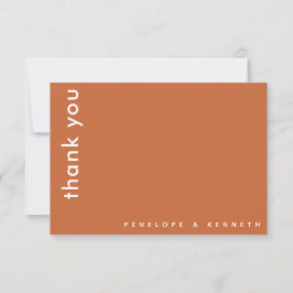 Einfache moderne Typografie Burnt Orange Wedding Dankeskarte