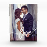 Einfache moderne Typografie der Liebe-| mit Foto<br><div class="desc">Dieser personalisierte Fotoblock kennzeichnet Ihr eigenes Foto,  mit dem Wort "Liebe" als Überlagerung über der Unterseite in der modernen weißen Typografie.</div>