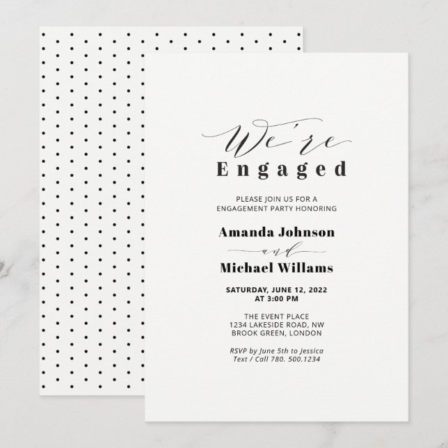Einfache, moderne Typografie Engagement Partei Inv Einladung (Vorne/Hinten)