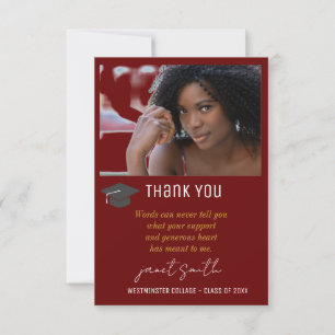 Einfache moderne Typografie Foto Abschluss Burgund Dankeskarte