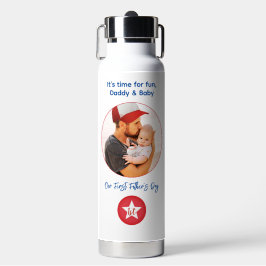 Einfache moderne Typografie Foto Erster Tag der Vä Trinkflasche