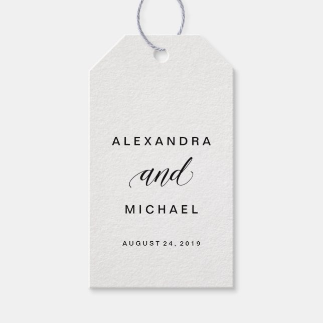 Einfache moderne Typografie-Gastgeschenk Hochzeit Geschenkanhänger (Vorderseite)