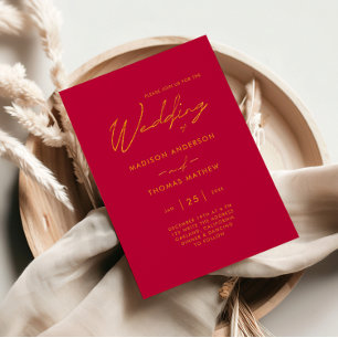 Einfache Moderne Typografie Hochzeit in Rosa Magen Einladung
