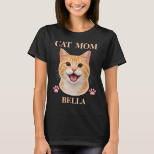 Einfache moderne Typografie Katzenname und Foto de T-Shirt