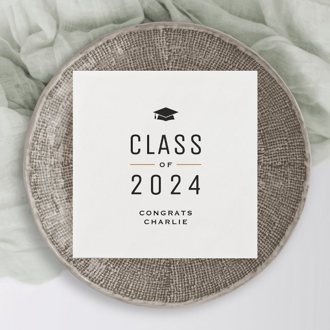 Einfache moderne Typografie-Klasse des Abschlusses Serviette (Simple Modern Typography Class of 2024 Graduation Napkins)