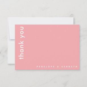 Einfache moderne Typografie Pink Custom Wedding Dankeskarte