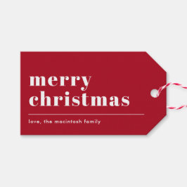 Einfache moderne Typografie rot Geschenkanhänger