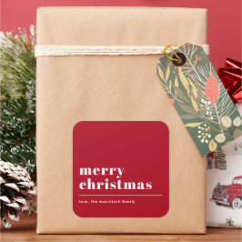 Einfache moderne Typografie rot Quadratischer Aufkleber