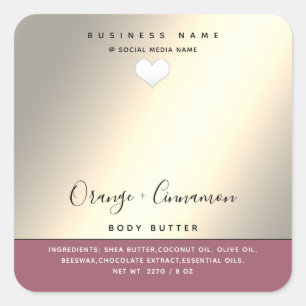 Einfache moderne Typografie Weißherz Butter Quadratischer Aufkleber