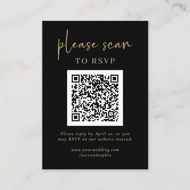 Einfache moderne UAWG mit QR-Code | Gold und Schwa Begleitkarte (Vorderseite)