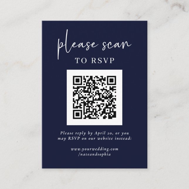 Einfache moderne UAWG mit QR-Code | Navy Blue Begleitkarte (Vorderseite)