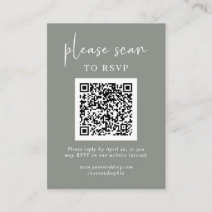 Einfache moderne UAWG mit QR-Code Sage Green Begleitkarte