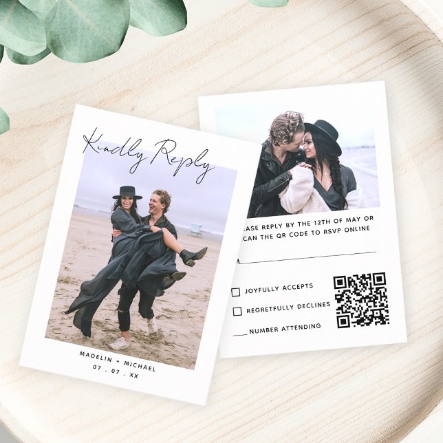 Einfache moderne UAWG Wedding Foto QR Code Antwort Begleitkarte (Von Creator hochgeladen)