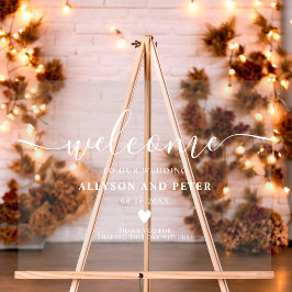 Einfache, moderne und elegante Hochzeitsempfehlung Acrylschild