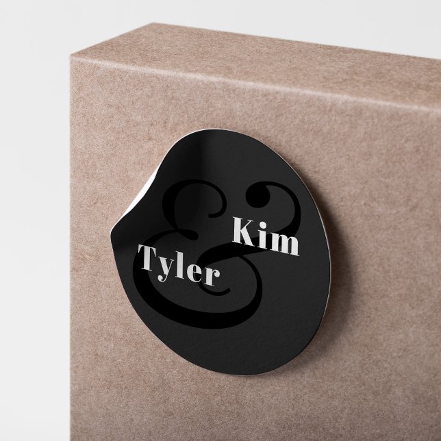 Einfache, moderne und elegante Namen Monogramm Hoc Runder Aufkleber (Von Creator hochgeladen)