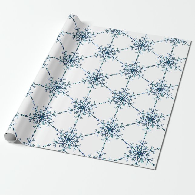 Einfache, moderne und elegante Winterschneeflocken Geschenkpapier (Ungerollt)