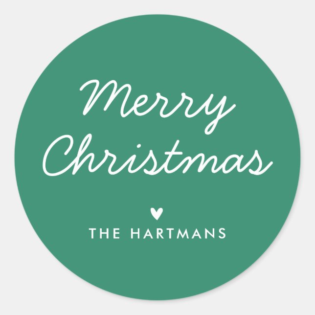 Einfache moderne und fröhliche Weihnachtsfarbe Nam Runder Aufkleber (Vorderseite)