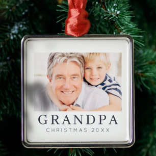 Einfache, moderne und individuelle Grandpa Foto Ur Ornament Aus Metall