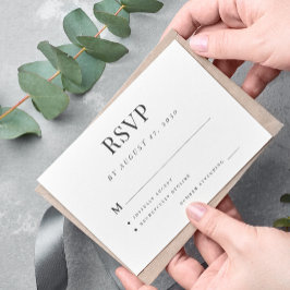 Einfache, moderne und Schwarz-weiße Hochzeit RSVP Karte