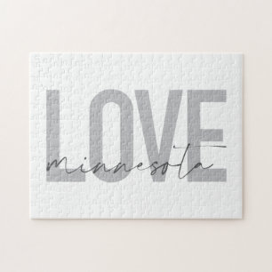 Einfache, moderne, urbane, coole Liebe Minnesota Puzzle