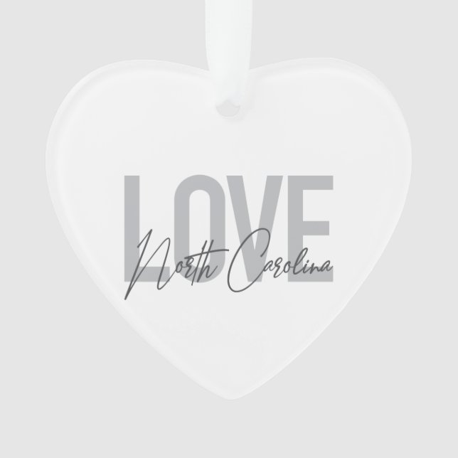 Einfache, moderne, urbane Liebe North Carolina Ornament (Vorderseite)